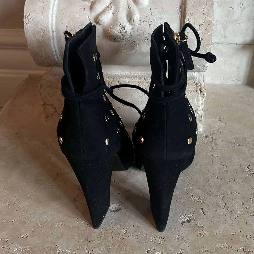 Giuseppe Zanotti Black Suede Alien Peep Toe Booties